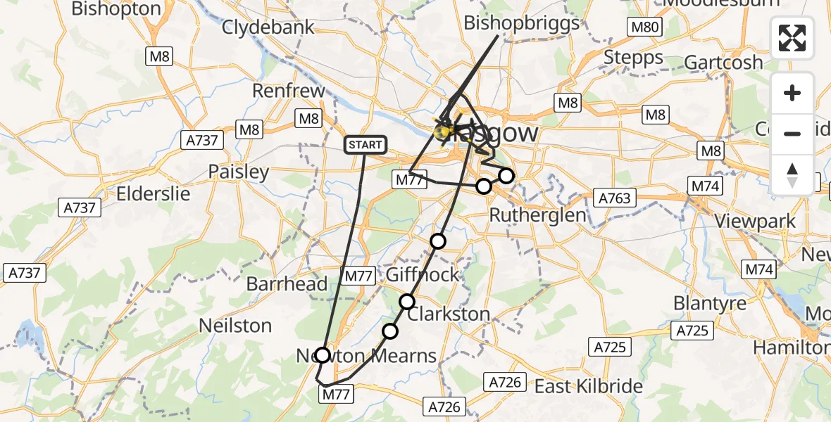 Flight route Police Helicopter Glasgow - Glasgow, 17 March 2026, 17:49