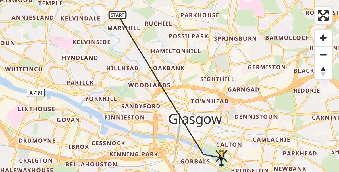 Flight route Police Helicopter Glasgow - Glasgow, 17 March 2026, 21:04