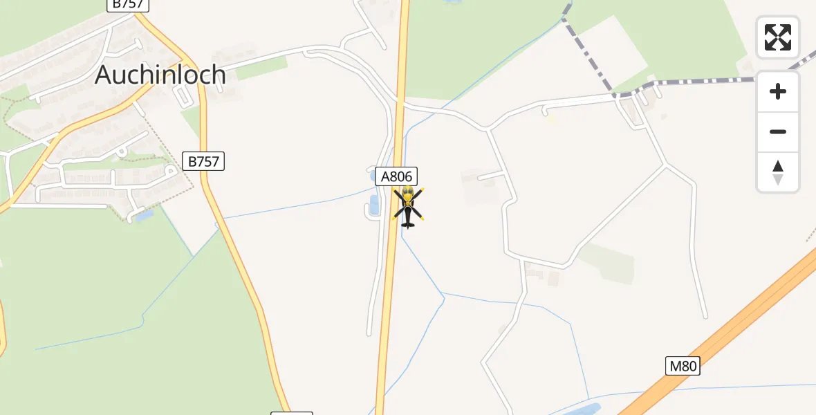 Routekaart van de vlucht: Police Helicopter to Auchinloch, Initiative Road