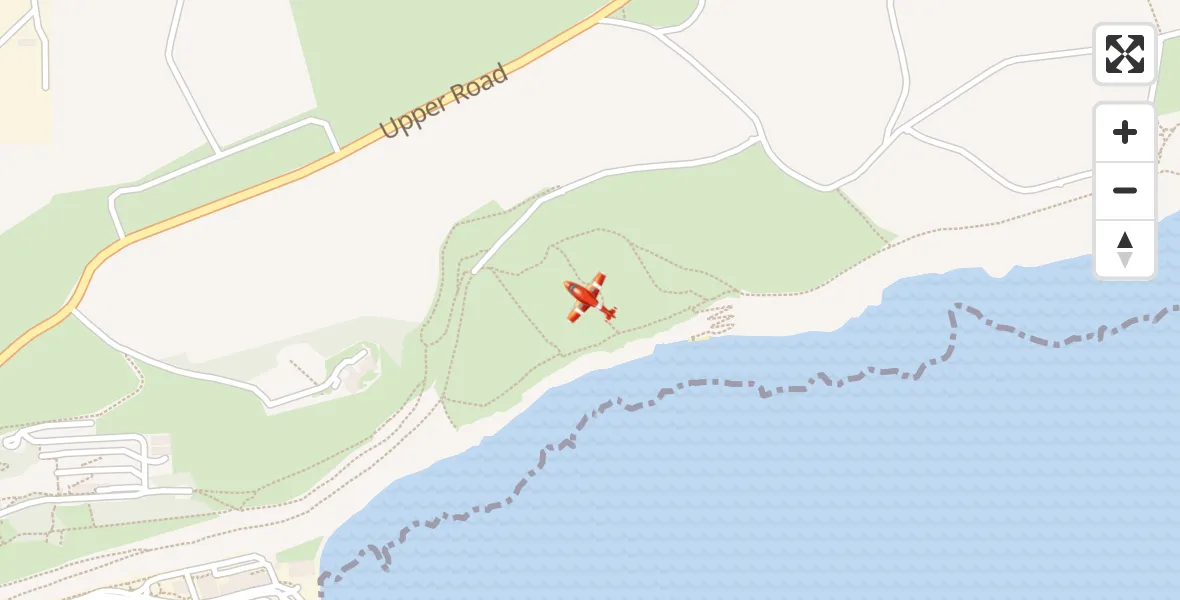 Flight path map showing Coastguard Drone route from St. Margaret's at Cliffe to St. Margaret's at Cliffe