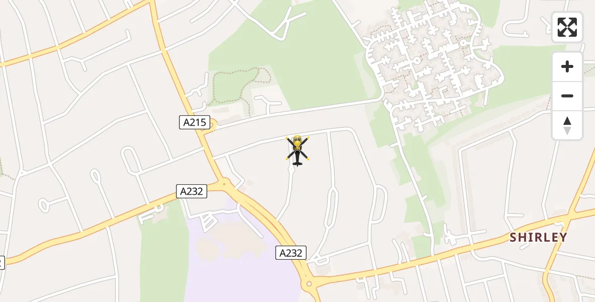 Flight path map showing Police Helicopter route from London Borough of Croydon to London Borough of Croydon