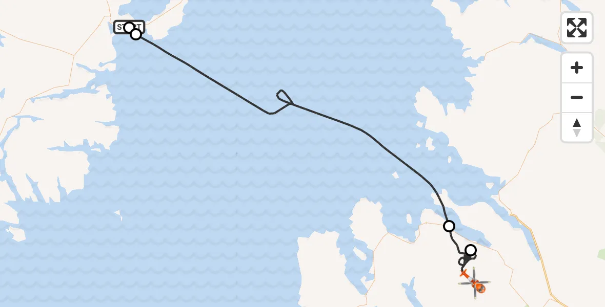 Flight path map showing Coastguard Helicopter route from Stornoway Airport to Ardessie