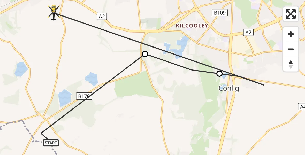 Flight path map showing Police Helicopter route from Dundonald to Bangor