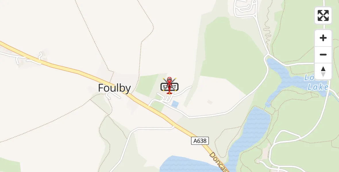 Flight path map showing Air Ambulance Helicopter route from YAA Nostell Helicopter Port to YAA Nostell Helicopter Port