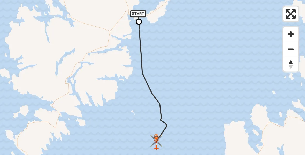 Flight path map showing Coastguard Helicopter route from Stornoway Airport to Inner Seas
