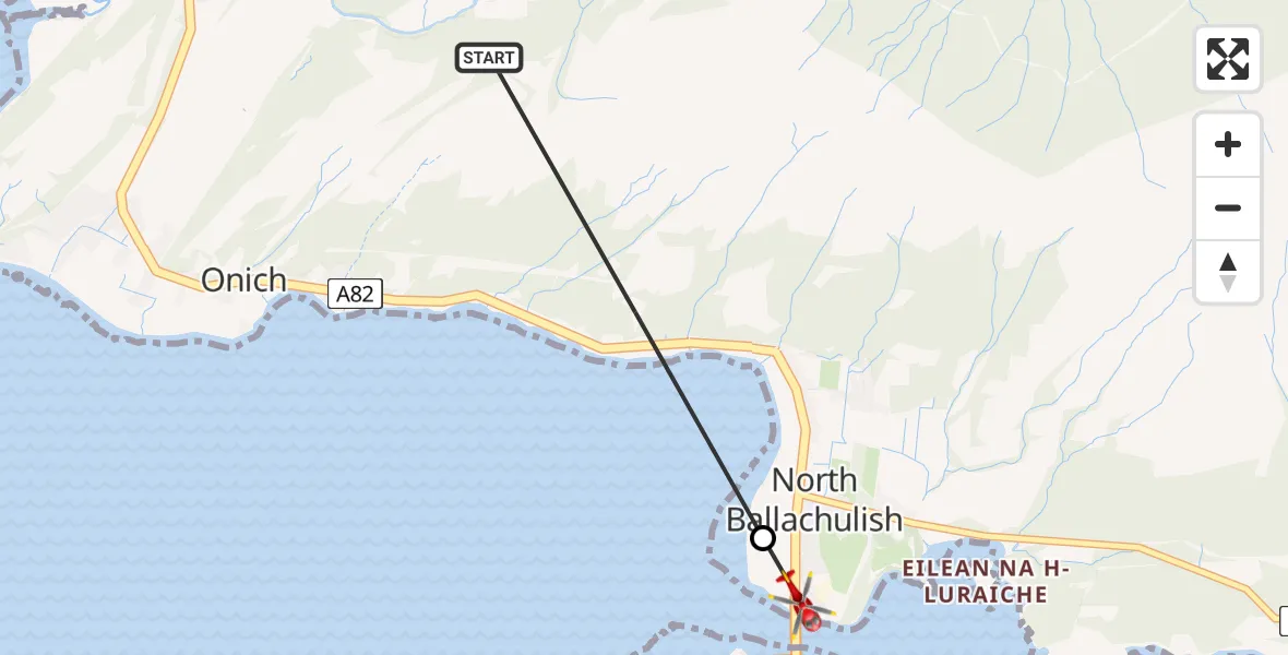 Routekaart van de vlucht: Air Ambulance Helicopter to North Ballachulish, A828