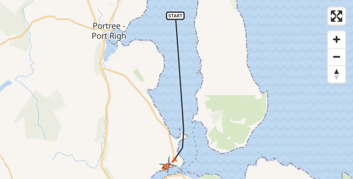 Flight path map showing Coastguard Helicopter route from Inner Seas to Inner Seas