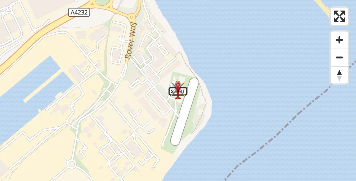 Flight path map showing Air Ambulance Helicopter route from Cardiff Heliport to Cardiff Heliport