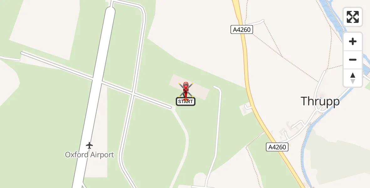 Flight path map showing Air Ambulance Helicopter route from London Oxford Airport to London Oxford Airport