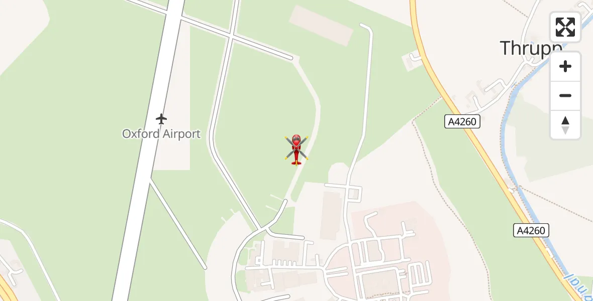 Flight path map showing Air Ambulance Helicopter route from London Oxford Airport to London Oxford Airport