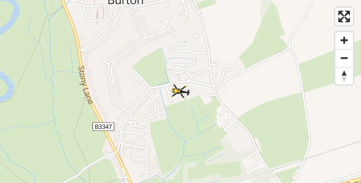 Routekaart van de vlucht: Police Helicopter to Burton, Medlar Close