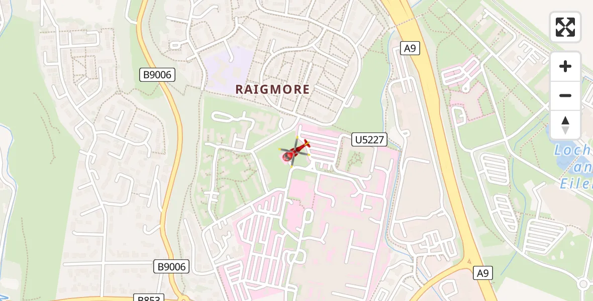 Flight path map showing Air Ambulance Helicopter route from Inverness to Inverness