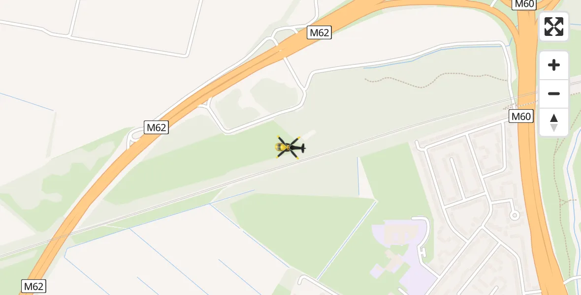 Flight path map showing Police Helicopter route from Worsley to Worsley