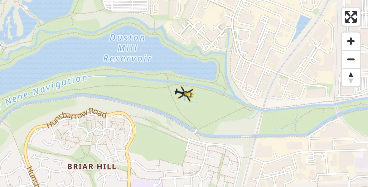 Routekaart van de vlucht: Police Helicopter to Northampton, HW8