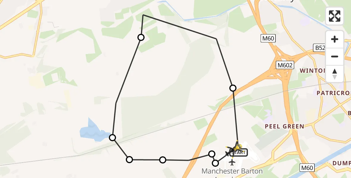 Routekaart van de vlucht: Police Helicopter to Manchester Barton Aerodrome