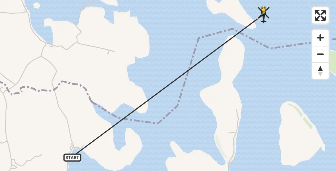 Flight path map showing Police Helicopter route from Ards and North Down District Council to Whiterock