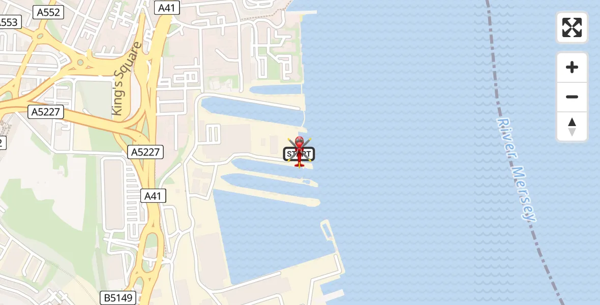 Routekaart van de vlucht: Air Ambulance Helicopter to Birkenhead