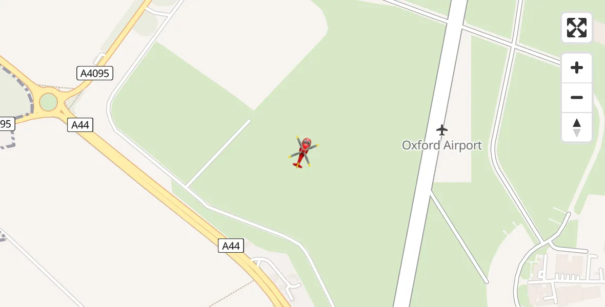Flight path map showing Air Ambulance Helicopter route from London Oxford Airport to London Oxford Airport