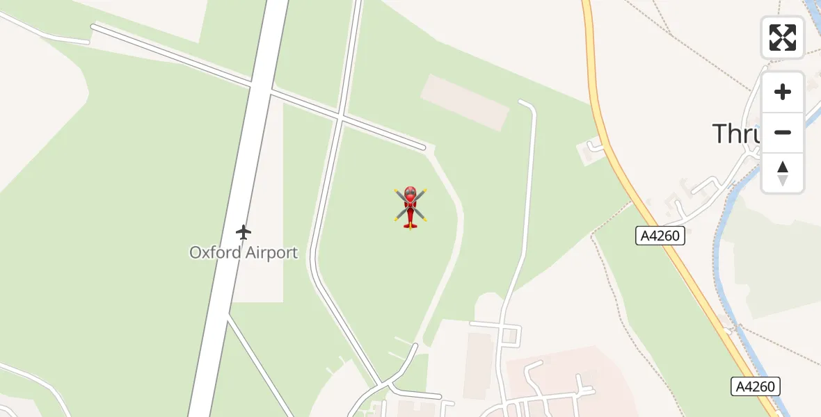 Flight path map showing Air Ambulance Helicopter route from London Oxford Airport to London Oxford Airport