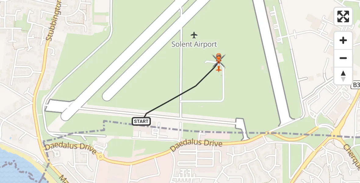 Routekaart van de vlucht: Coastguard Helicopter to Solent Airport