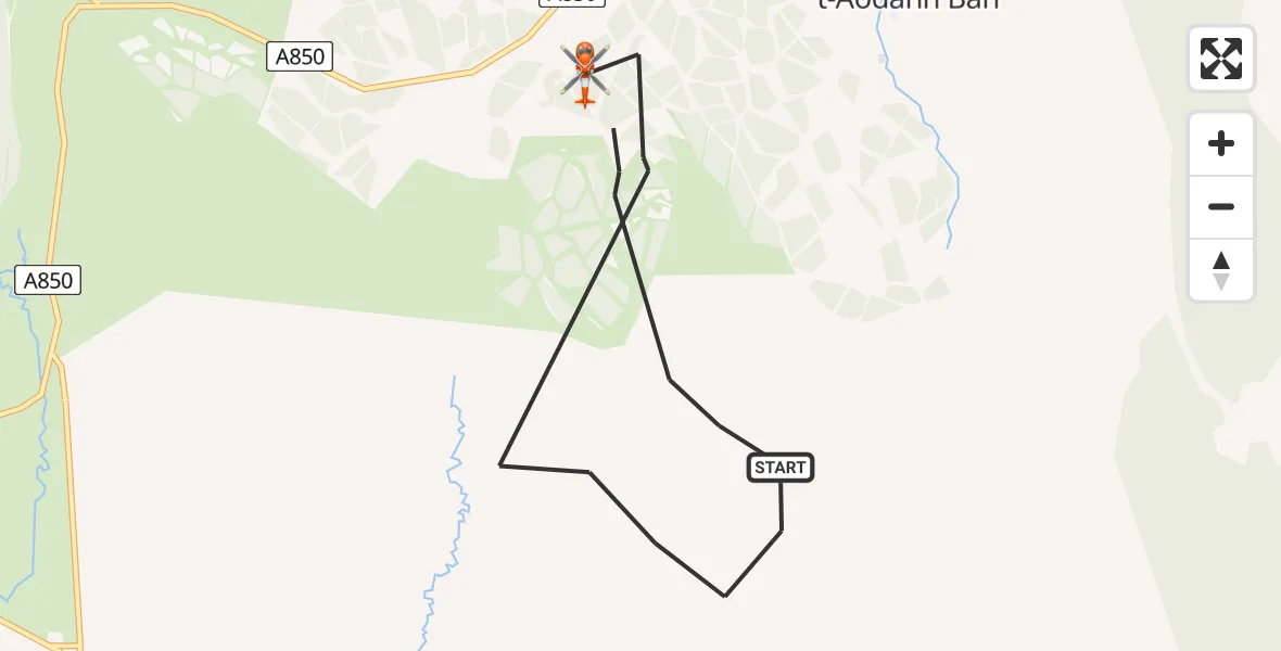 Flight path map showing Coastguard Helicopter route from Edinbane - An t-Aodann Bàn to Edinbane - An t-Aodann Bàn