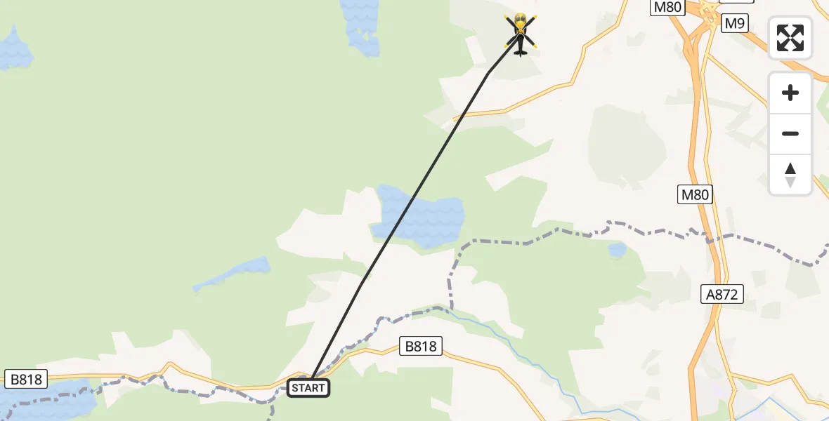 Flight path map showing Police Helicopter route from Stirling to Stirling