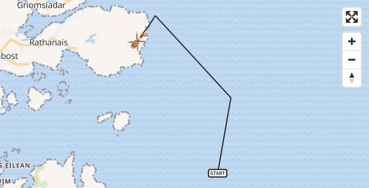 Flight path map showing Coastguard Helicopter route from Inner Seas to Inner Seas