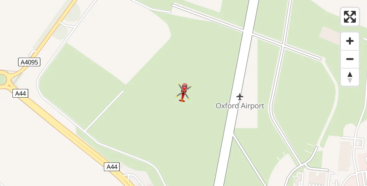 Flight path map showing Air Ambulance Helicopter route from London Oxford Airport to London Oxford Airport