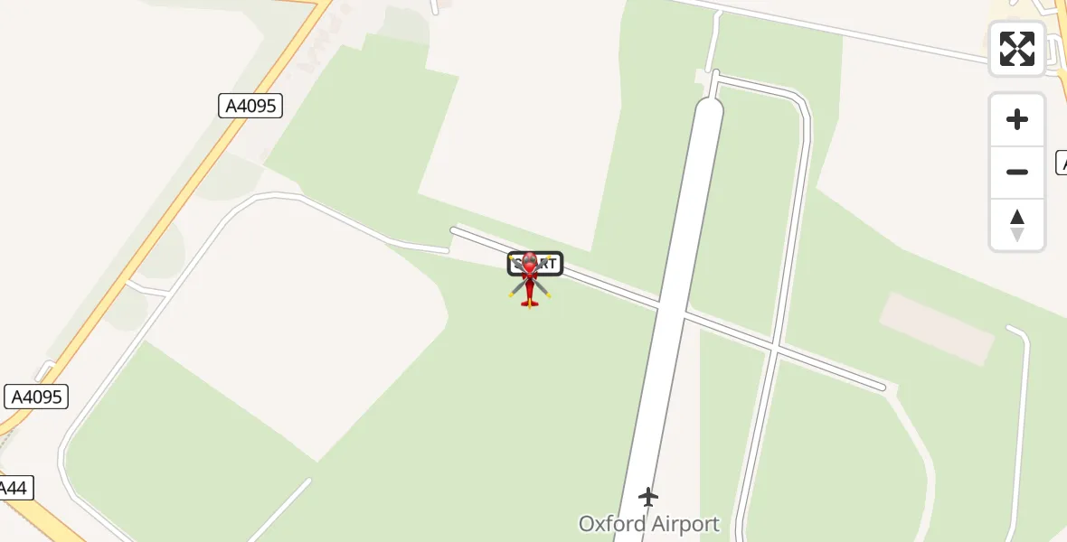 Flight path map showing Air Ambulance Helicopter route from London Oxford Airport to London Oxford Airport