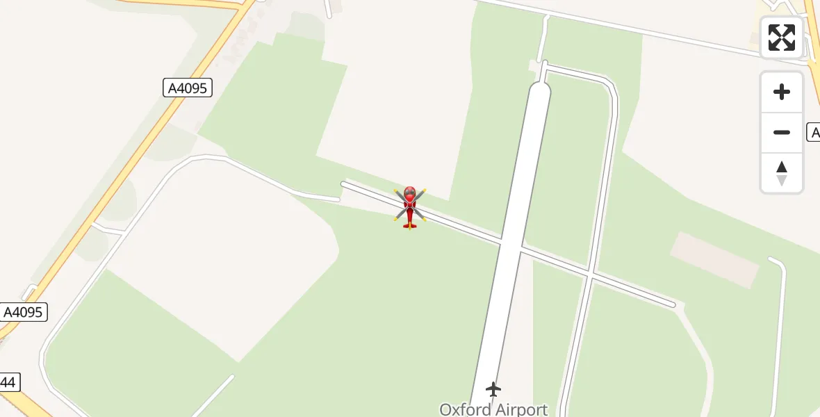 Flight path map showing Air Ambulance Helicopter route from London Oxford Airport to London Oxford Airport