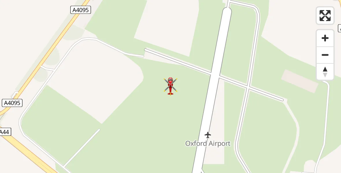 Flight path map showing Air Ambulance Helicopter route from London Oxford Airport to London Oxford Airport