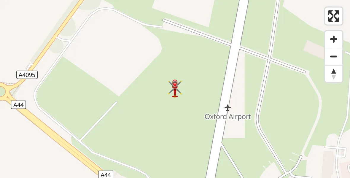 Flight path map showing Air Ambulance Helicopter route from London Oxford Airport to London Oxford Airport