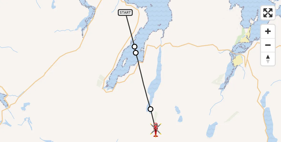 Flight path map showing Air Ambulance Helicopter route from North Atlantic Ocean to Loch Hope