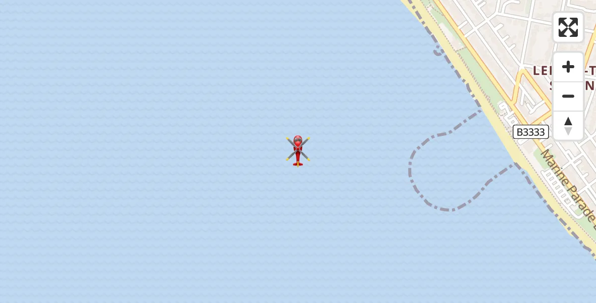 Flight path map showing Air Ambulance Helicopter route from Stubbington to Stubbington