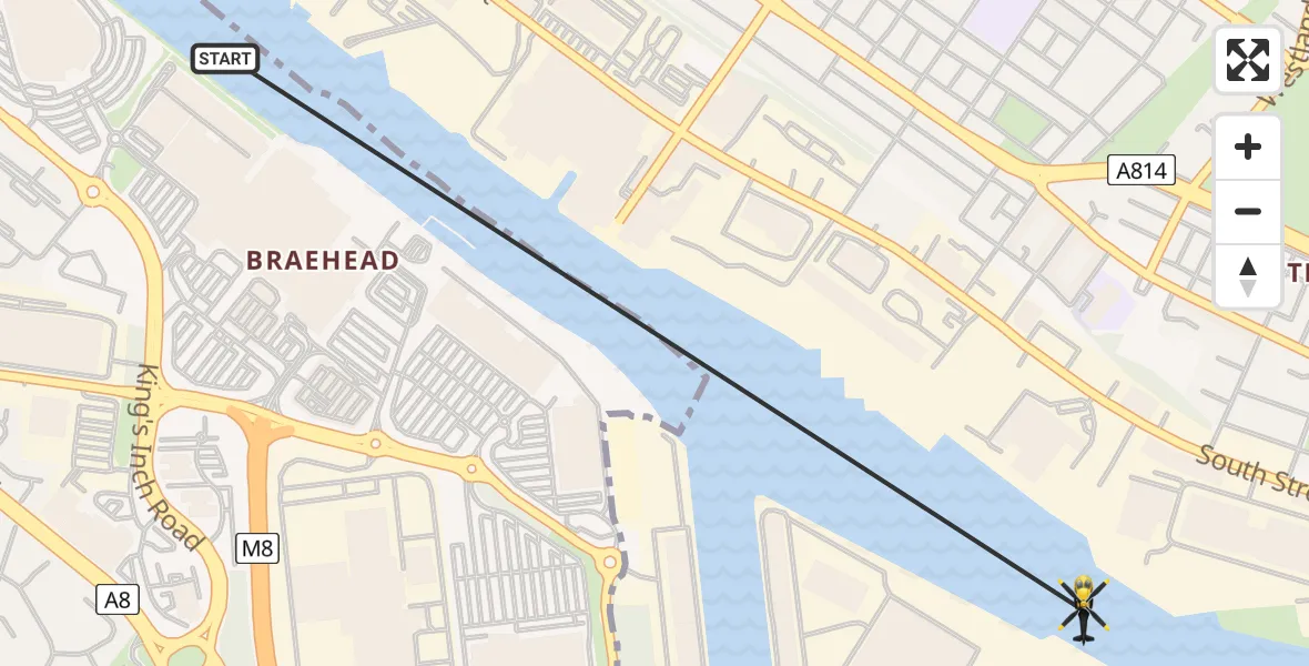 Routekaart van de vlucht: Police Helicopter to Glasgow, Clydeholm Road