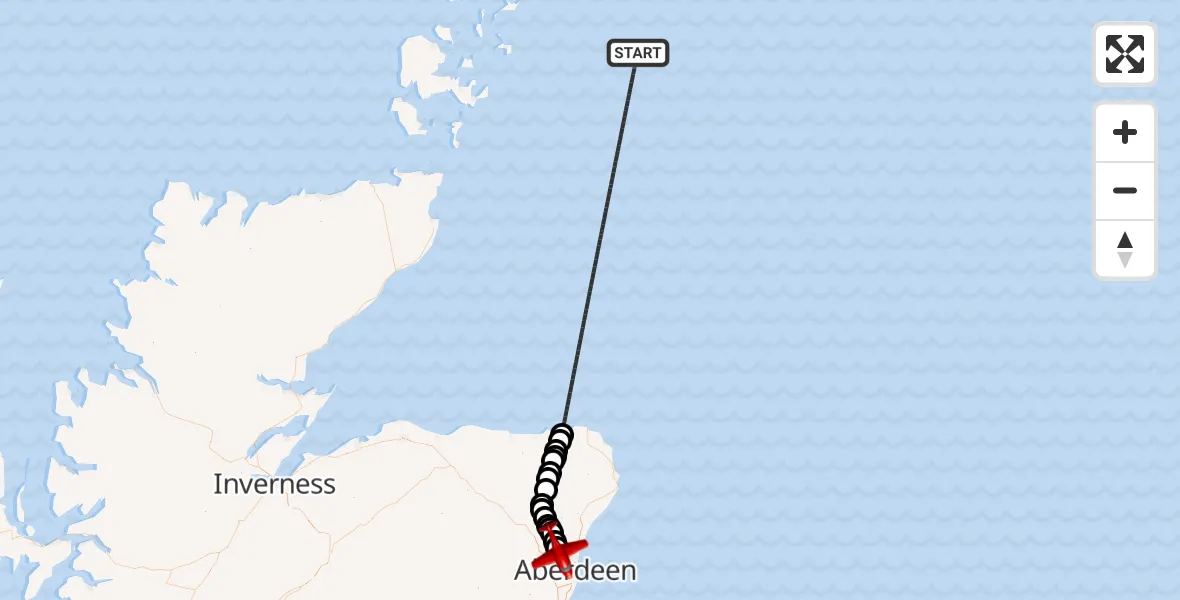 Routekaart van de vlucht: Air Ambulance Aircraft to Aberdeen City, Pitmedden Road