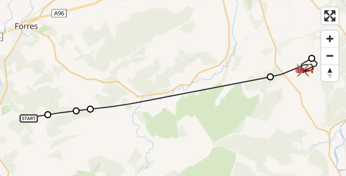 Routekaart van de vlucht: Air Ambulance Helicopter to The Elms, Halfdavoch