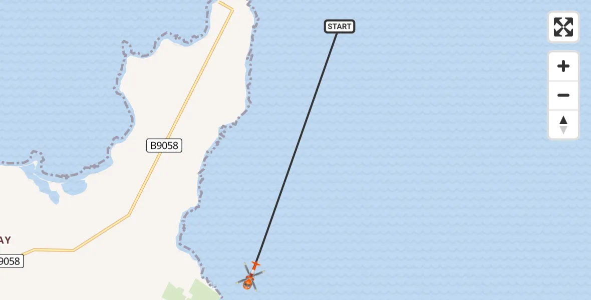 Routekaart van de vlucht: Coastguard Helicopter to North Atlantic Ocean