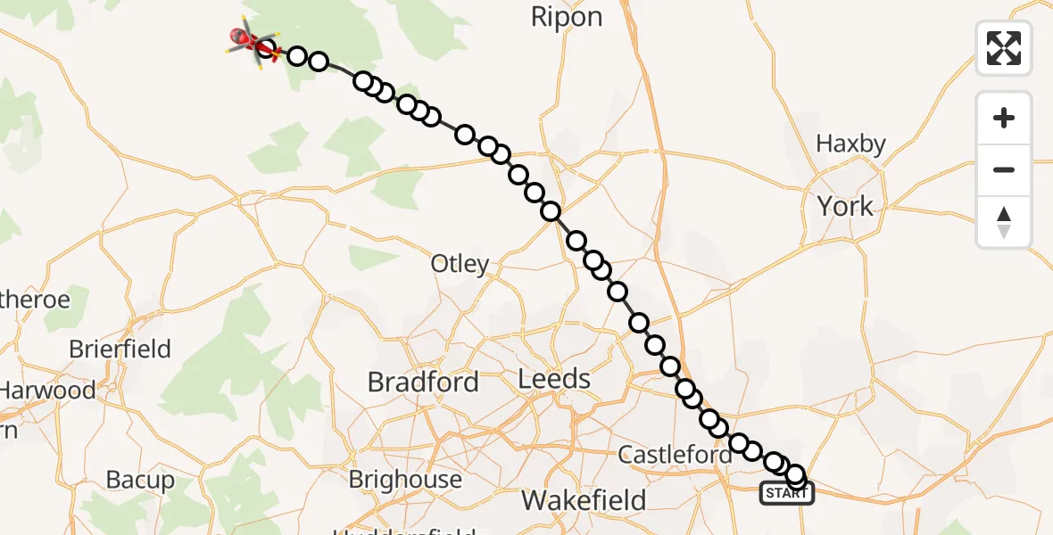 Routekaart van de vlucht: Air Ambulance Helicopter to Conistone, Scot Gate Lane
