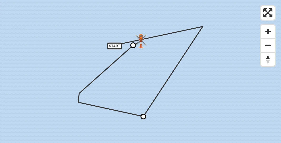 Flight path map showing Coastguard Helicopter route from North Sea to North Sea
