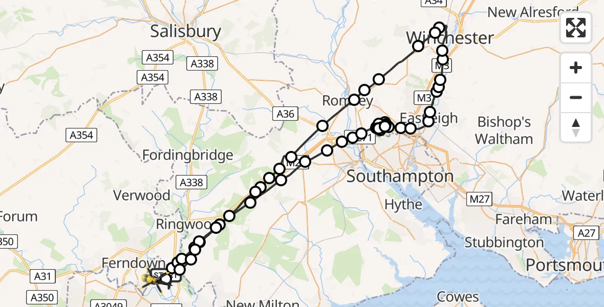 Routekaart van de vlucht: Police Helicopter to Bournemouth Airport