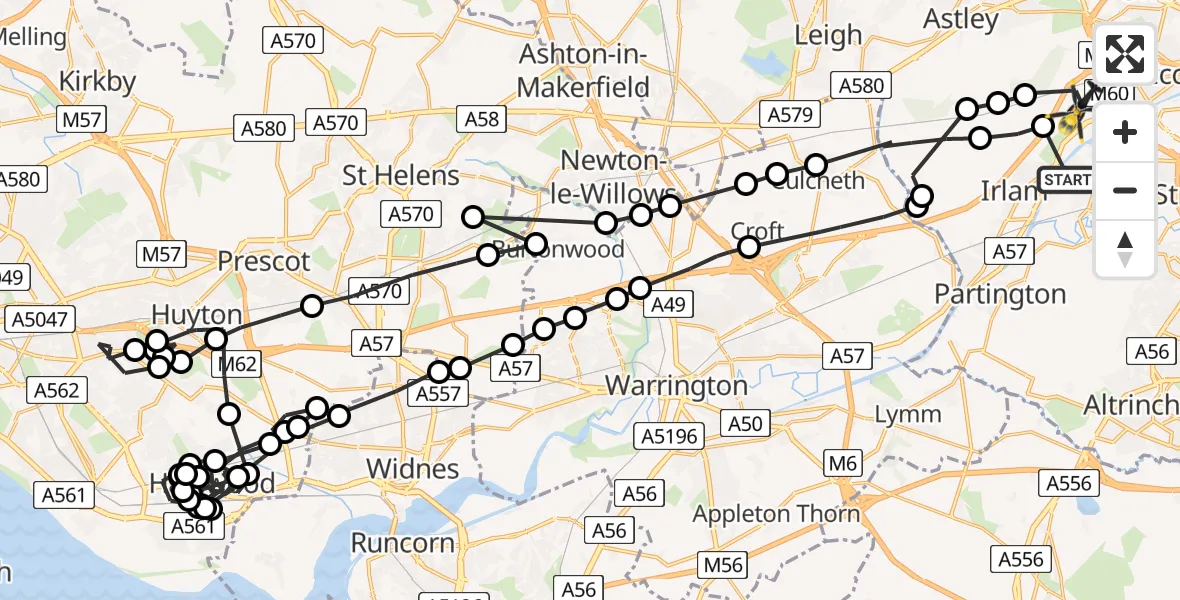 Routekaart van de vlucht: Police Helicopter to Manchester Barton Aerodrome