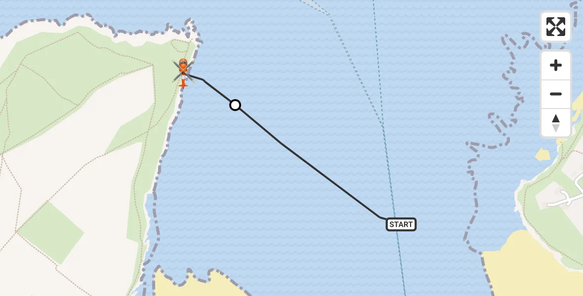Flight path map showing Coastguard Helicopter route from Trebetherick to Padstow