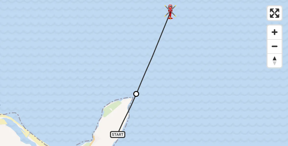 Flight path map showing Air Ambulance Helicopter route from Portmahomack to North Sea