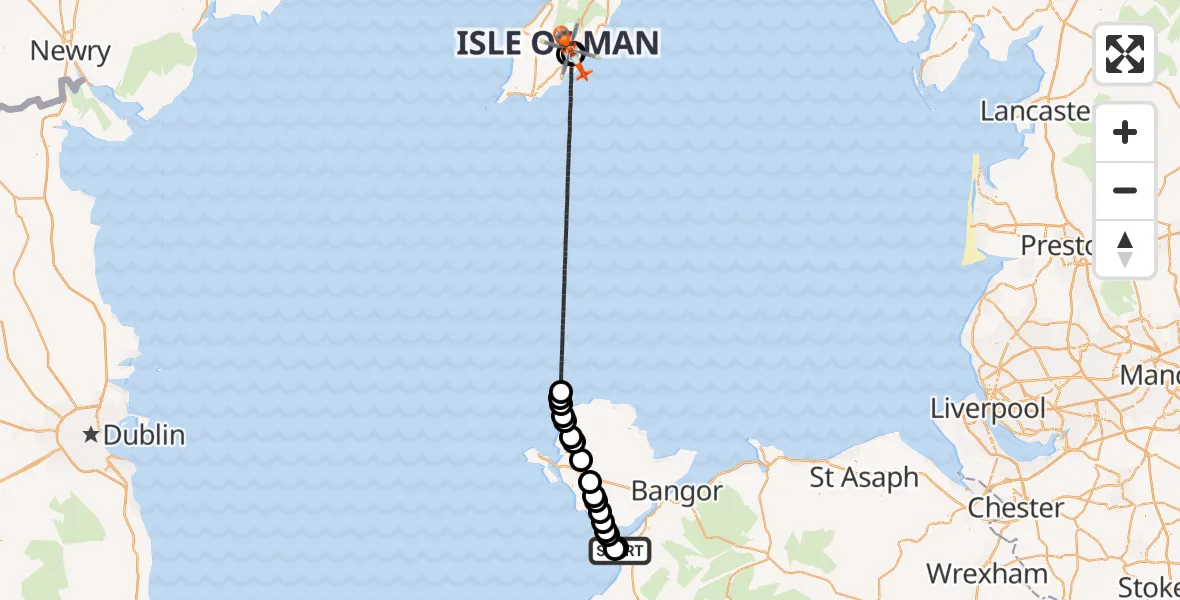 Routekaart van de vlucht: Coastguard Helicopter to Noble's Hospital Heliport