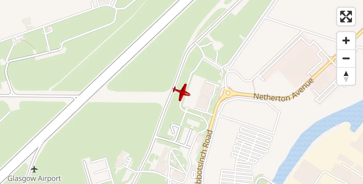 Flight path map showing Air Ambulance Aircraft route from Glasgow Airport to Glasgow Airport