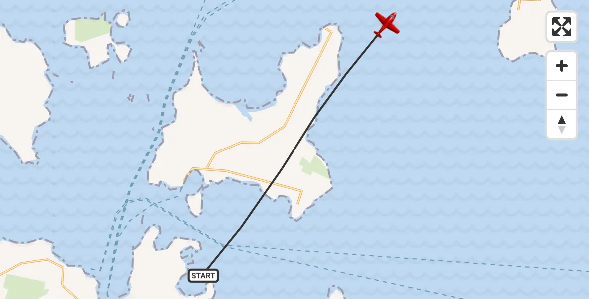Flight path map showing Air Ambulance Aircraft route from North Atlantic Ocean to North Atlantic Ocean