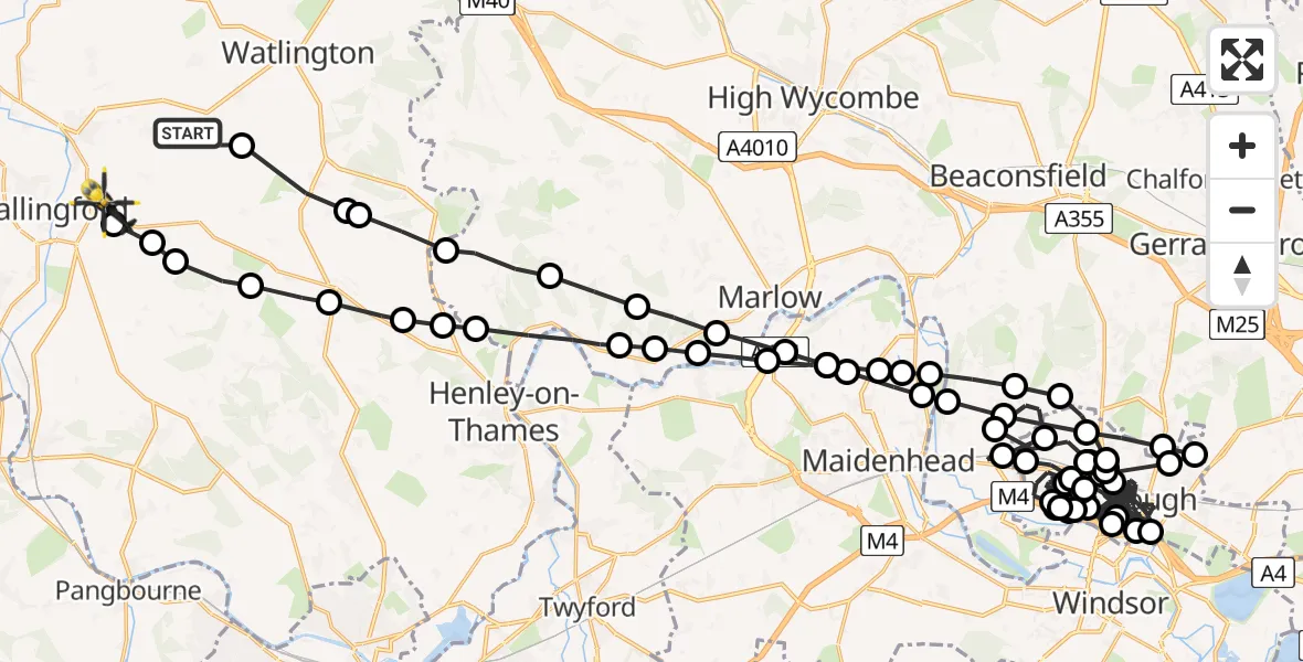 Routekaart van de vlucht: Police Helicopter to Crowmarsh Gifford, Clack's Lane