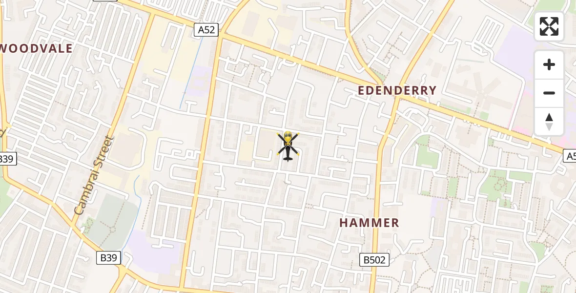 Flight path map showing Police Helicopter route from Belfast to Belfast