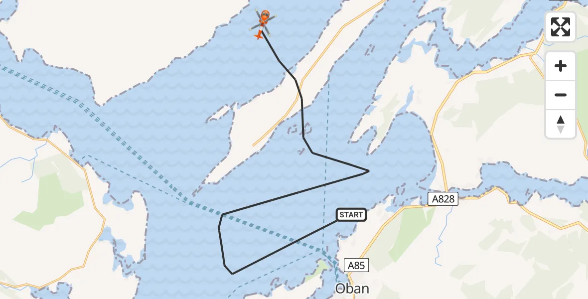 Routekaart van de vlucht: Coastguard Helicopter to Inner Seas